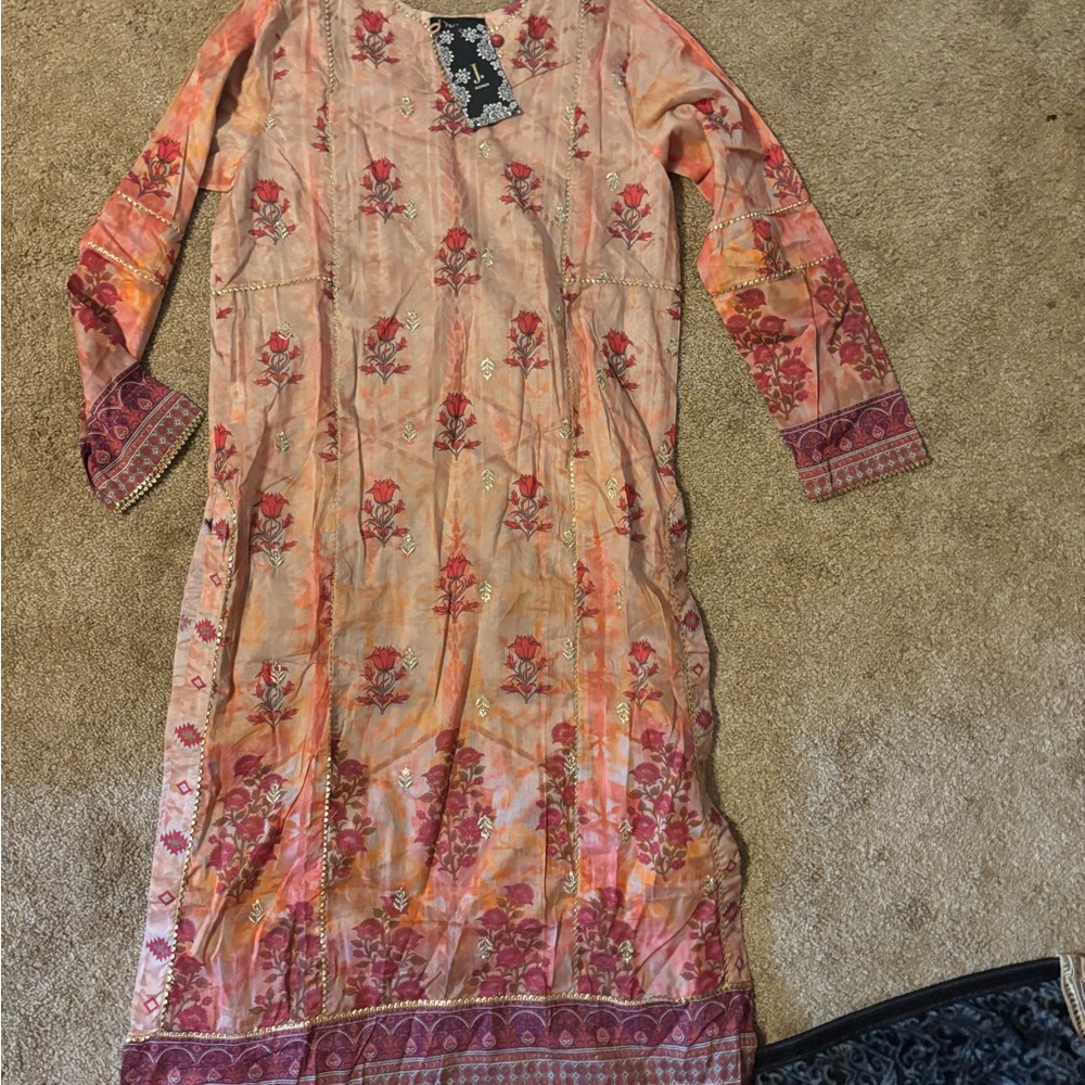 Floral Long Sleeve Dress Junaid jamshed brand